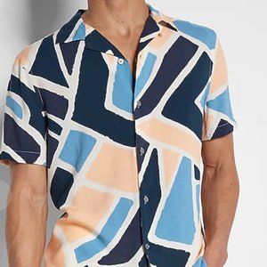 Men's EXPRESS Abstract Rayon Short Sleeve Shirt | Size - S | NWT
